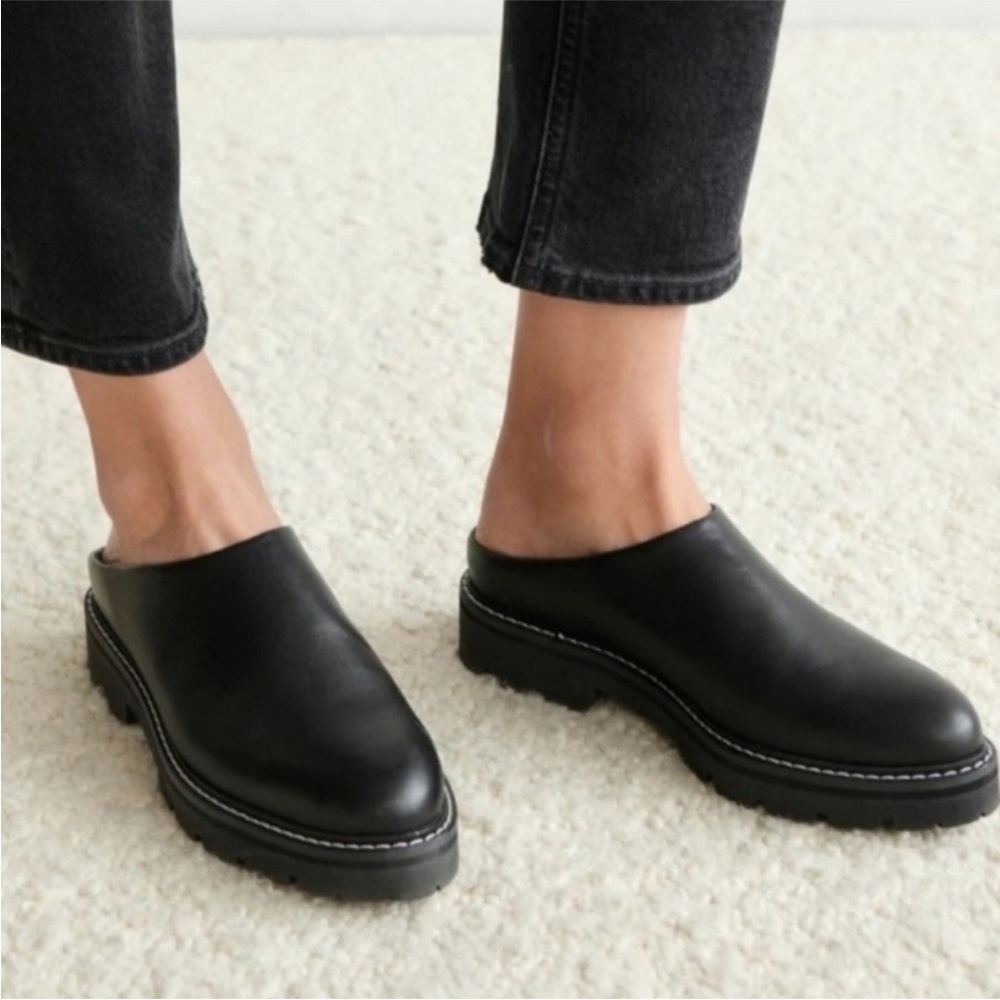 Jenni Kayne Black Leather Slip-On Clog Flats